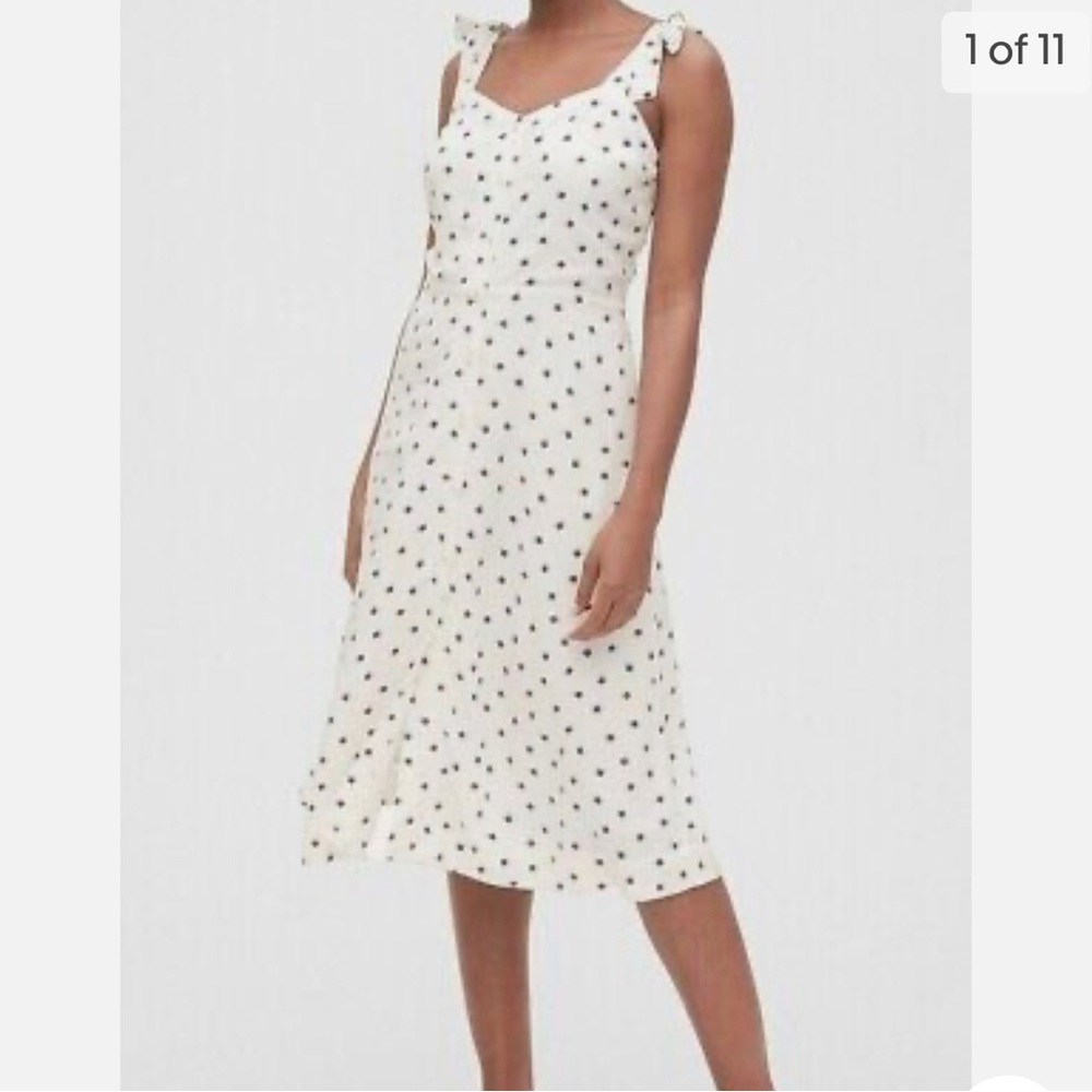 GAP Womens Tie Strap Cami White Geometric Print Button Up Midi Dress